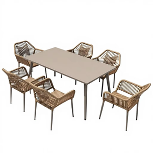Set Tavolo e Sedie <span class=keywords><strong>da</strong></span> <span class=keywords><strong>Esterno</strong></span> in Rattan, Design Moderno, Leggero e Resistente, per Parco e Soggiorno - Product Image 2