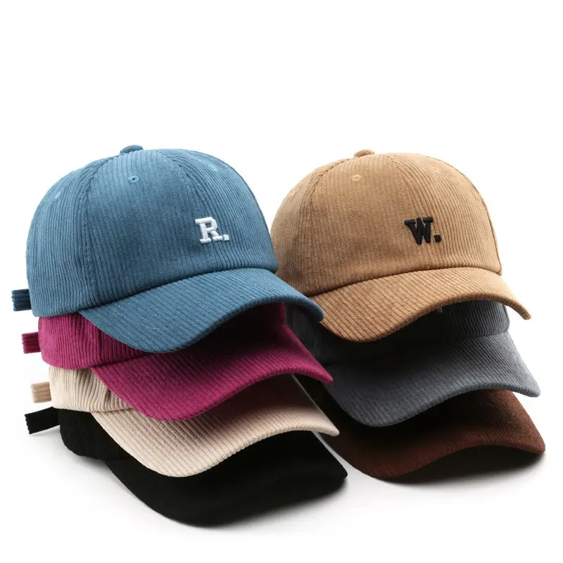 야구 모자 모자 남성 코듀로이 패브릭 3D 퍼프 자수 로고 조정 가능한 6 패널 스냅 백 모자 Gorras 야구 모자