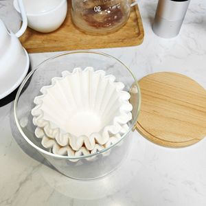 Boîte de rangement pour filtres à café avec couvercle en bois, pour filtres en papier et filtres à gâteau, design minimaliste, taille moyenne - Product Image 2