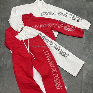 निर्माता कस्टम कढ़ाई लोगो पुरुष विंडब्रेकर नायलॉन ट्रैक जैकेट और पैंट सेट ट्रैकसूट - Product Image 3