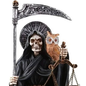 Estatua Personalizada de la Santa Muerte para Halloween, Figurilla Religiosa de Resina de la Parca, Escultura de la Santa Muerte del Día de los Muertos Negro - Product Image 5