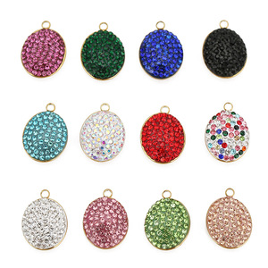 Pendentif ovale en acier inoxydable avec strass colorés, accessoires de bijoux DIY pour collier, boucles d'oreilles, bracelet, vente en gros - Product Image 5