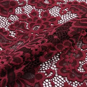 Tissu dentelle de tulle rouge bordeaux, lot de 10 m, dentelle brodée, trous pour échantillon gratuit, Offre Spéciale