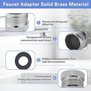 <span class=keywords><strong>Adaptateur</strong></span> de <span class=keywords><strong>robinet</strong></span> chromé avec aérateur <span class=keywords><strong>pour</strong></span> raccord fileté de <span class=keywords><strong>tuyau</strong></span> <span class=keywords><strong>d</strong></span>'<span class=keywords><strong>arrosage</strong></span> 3/4GHT standard américain, modèle 66596 - Product Image 3