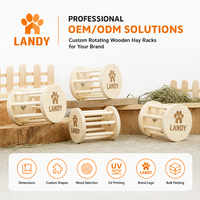 Jouet rotatif en bois naturel pour lapins, chinchillas et petits animaux – Distributeur de foin interactif avec roue tournante pour cage