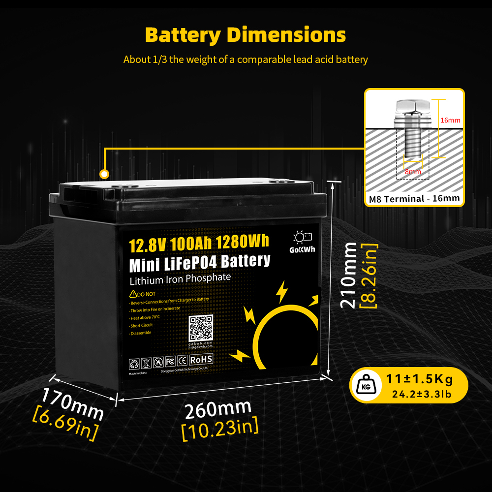 GoKWh EU Stock 12V 100Ah 3.2V Battery Lifepo4 Lithium Iron Phosphate 200Ah Rechargeable Lithium Ion Lifepo4 Phosphate Battery · image 6