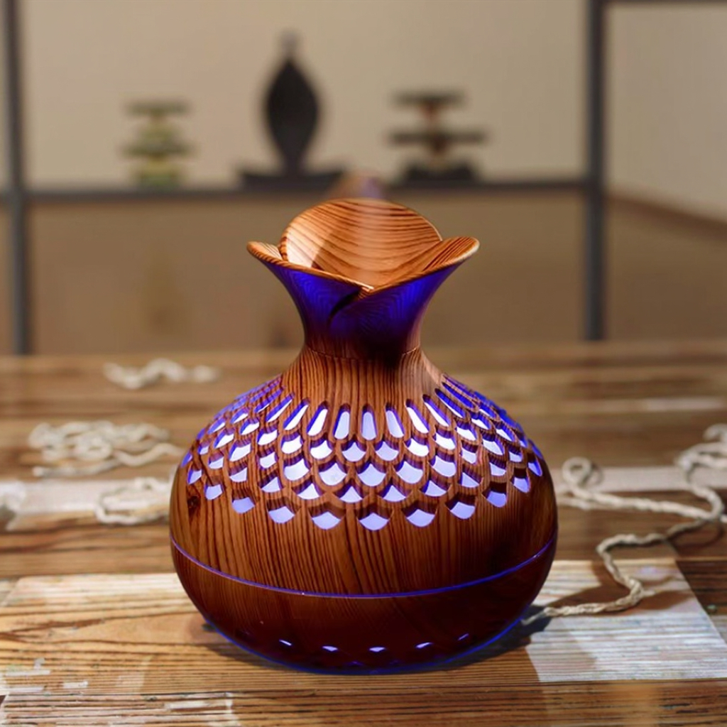 Smart Fragrance Diffuser USB 300ml Wood Grain Modern Two-piece Aroma Diffuser Kitchen & Home Use Hydrating Humidifier
