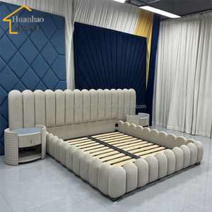 Luxury Home Furniture Designer Bedroom King <strong>Size</strong> <strong>Bed</strong> Upholstered Double Minimalist Fabric <strong>Bed</strong> <strong>Queen</strong> <strong>Size</strong> <strong>Bed</strong> <strong>Frame</strong> for Villa - Product Image 1