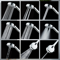 Pommeau de douche rond en plastique-Pluie chromée à 9 fonctions avec jet réglable (vente en gros disponible)
