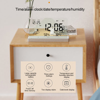 Réveil électronique LED transparent avec affichage de la température et de l'humidité de la semaine de la date pour la décoration intérieure, le salon ou le bureau
