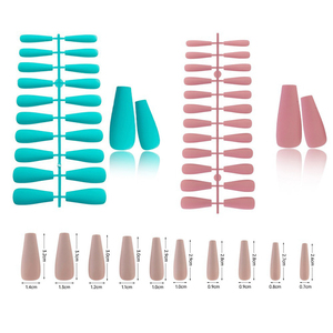24 faux ongles press-on mats de qualité supérieure, design <span class=keywords><strong>amande</strong></span>, finition givrée, couleurs unies mélangées, lot de bandes vierges pour manucure - Product Image 5