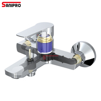 SANIPRO DWD Robinet mélangeur mural monocommande avec cartouche céramique, eau chaude et froide, sans plomb, en ZINC + PPA, pour bain et douche