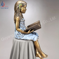 Estatua de bronce fundido para niña, escultura de bronce de belleza
