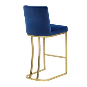 Tabouret de Bar haut de gamme rembourré de velours rose, pieds en métal, mobilier moderne - Product Image 4