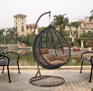 Grand et petit panier <span class=keywords><strong>d</strong></span>'extérieur Meubles de jardin Chaise suspendue en rotin PE Chaise à balançoires de patio - Product Image 4