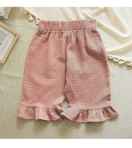 Pantalon Capri à Volants en Coton Lavé Double Gaze pour Enfants, Pantalon Décontracté à Jambes Larges pour Bébé Fille, Pantalon en Mousseline pour Tout-Petits - Product Image 6