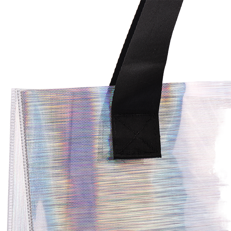 New design Summer fashionable holographic iridescent waterproof PVC shopping tote bag Clear tote bags transparent pvc