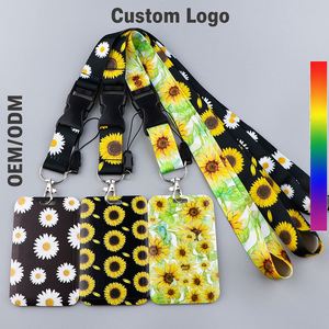 Cute Sunflower Badge Reel Retractable Heavy Duty with 360 Degrees Rotate Carabiner Clip, ID Badge Holder with Detachable <b>Lanyard</b> - Product Image 1