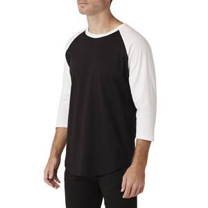 Camisetas Unisex de Manga 3/4, Estilo Béisbol, Color Personalizado, 100% Algodón, Cuello Redondo, Dobladillo Curvo, Venta al Por Mayor, Camisetas Regulares para Hombre - Product Image 2