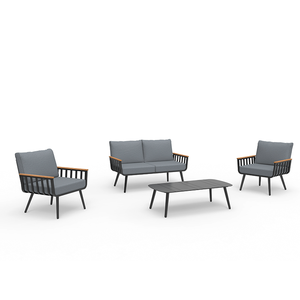 Ensemble <span class=keywords><strong>de</strong></span> canapé d'extérieur Dwoo <span class=keywords><strong>en</strong></span> <span class=keywords><strong>aluminium</strong></span> 4 pièces avec coussins épais <span class=keywords><strong>de</strong></span> 15 cm <span class=keywords><strong>et</strong></span> accoudoirs <span class=keywords><strong>en</strong></span> WPC pour patio <span class=keywords><strong>et</strong></span> <span class=keywords><strong>jardin</strong></span> - Product Image 6