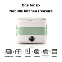 Boîte à lunch électrique en acier 304 de 2 L avec 4 compartiments, étanche, commande tactile, minuterie 12 h pour les voyages et le bureau