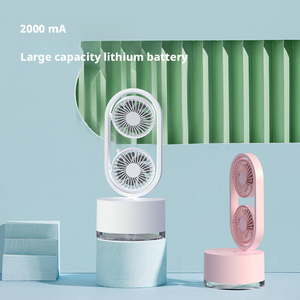Handzame, lichtgewicht, stille luchtbevochtiger met ventilator en 2000mAh batterij, dubbele verneveling. - Product Image 6