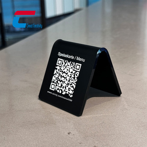 Tùy chỉnh màu đen Acrylic NFC đứng đôi bên có thể đọc được NFC <span class=keywords><strong>menu</strong></span> đứng với mã QR - Product Image 3