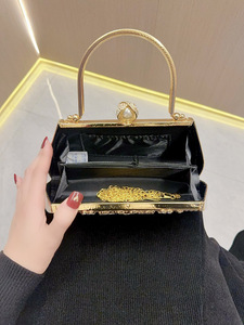 New Cross-border Foreign Trade PU Women's European-American Retro Style Evening Gift <b>Handbag</b> Rhinestone Pearl Decoration Tanjing - Product Image 3