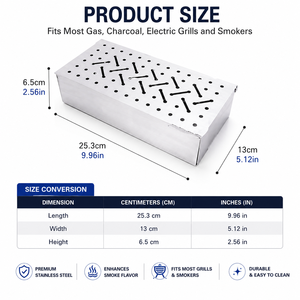 Caja Ahumadora de Acero Inoxidable para Barbacoa, Caja para Ahumar con Virutas de Madera para Parrilla de Gas o Carbón, Accesorios para Barbacoa al Aire Libre, OEM Personalizado - Product Image 2
