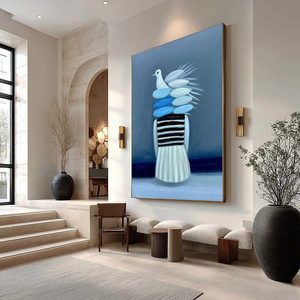 Hand Painted Oil Canvas Portrait Art With Wood <b>Frame</b> Contemporary Coastal Seascape <b>Painting</b> Indoor Decor - Product Image 3