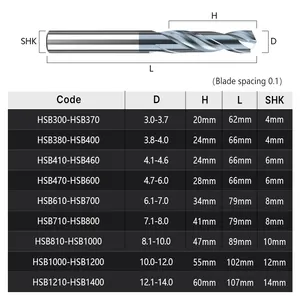 Huhao HRC60 Broca de carboneto sólido para broca Punho fixo de aço inoxidável 4MM haste D4 super difícil HSB300 3.0*20 * 62L * D4