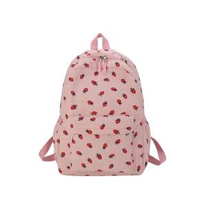 Sac à dos de voyage en velours côtelé à imprimé fraise sublimé, vente en gros d'usine, multifonctionnel, personnalisé, mignon, décontracté, pour filles, collège, école - Product Image 1