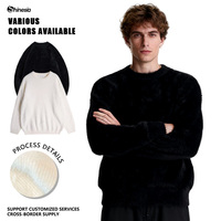 Pull en molleton jacquard unisexe OEM en mohair et cachemire, tricoté sur mesure, pull molletonné d'hiver pour homme