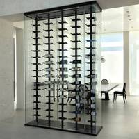 CBMmart Cave à vin moderne personnalisée avec éclairage LED, porte en verre, présentoir en métal, bar à domicile, armoire à vin