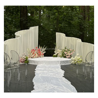 Arche de mariage ondulée en métal blanc et noir avec éclairage LED pour décoration de scène de mariage