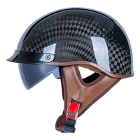 Casque de moto demi-face en fibre de carbone VCOROS FA200 avec visière solaire, boucle à dégagement rapide, homologué DOT, léger, pour adulte, été