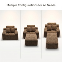 Ensemble de canapés modulaires modernes à compression, extensibles, en velours capitonné avec porte-gobelets