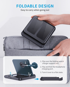 แท่นชาร์จไร้สายพับได้ Fold Go 3 in 1 แบบสามขดลวด 15W ชาร์จเร็ว พกพาสะดวก สำหรับโทรศัพท์ นาฬิกา และหูฟัง - Product Image 4