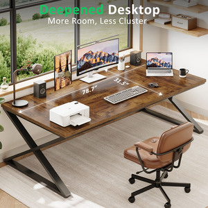 Extra Long Modern <strong>Office</strong> <strong>Desk</strong> Large <strong>Rustic</strong> Industrial Study Work Computer <strong>Desk</strong> for Home <strong>Office</strong> Bedroom Dining Living Room - Product Image 5