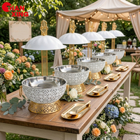 TIANXING Plat de service de luxe blanc pour buffet de mariage et réceptions, avec couvercle articulé suspendu, chauffe-plats 8QT