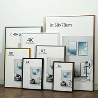 Cadre photo/miroir rectangulaire en aluminium anodisé brossé sur mesure pour décoration A1/A2/A3/A4