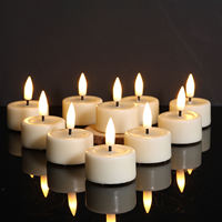 Bougie chauffe-plat LED sans flamme à effet de flamme vacillante, alimentée par piles, D4.1H5 ivoire, de Mermei