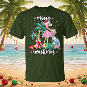 Camiseta para mujer Merry Beachmas Flamingo Christmas - Product Image 3