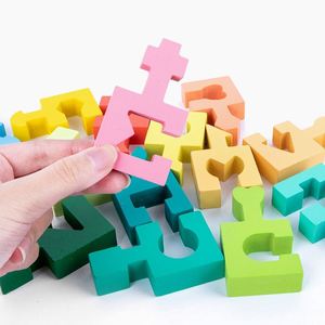 Jeu d'entraînement à la concentration coloré de 16 pièces, formes géométriques à associer, puzzles en bois créatifs pour les tout-petits - Product Image 4