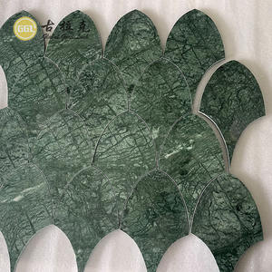 Mosaïque en marbre Verde <span class=keywords><strong>Alpi</strong></span> en forme d'éventail classique, jet d'eau, design unique pour le hall d'appartement, mur de la salle de bain, mur de la buanderie, décoration murale - Product Image 6