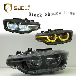 Faros Delanteros SJC Auto V3 Exclusive Black Shadow Line para <span class=keywords><strong>BMW</strong></span> F30 F35 <span class=keywords><strong>320i</strong></span> 328i 330i, 3 Colores LED DRL, Ojos de Ángel - Product Image 1