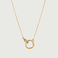 Mode Lumière De Luxe Naissance Pierre Zircon Double Anneaux Collier Femmes Élégantes Bijoux Collier