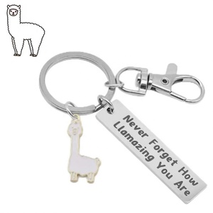 Llavero Inspirador de Alpaca: Nunca olvides cuánto eres increíble. Llaveros de acero inoxidable con diseño de llama motivacional. - Product Image 2