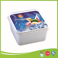 Vente en gros de gobelets jetables carrés IML écologiques durables avec logo personnalisé de 1000ml pour crème glacée