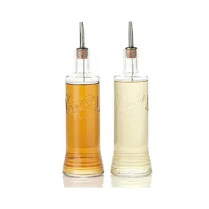 Yağ şişesi 16.9 oz zeytinyağı cam dağıtıcı seti, sızdırmaz, paslanmaz çelik üst